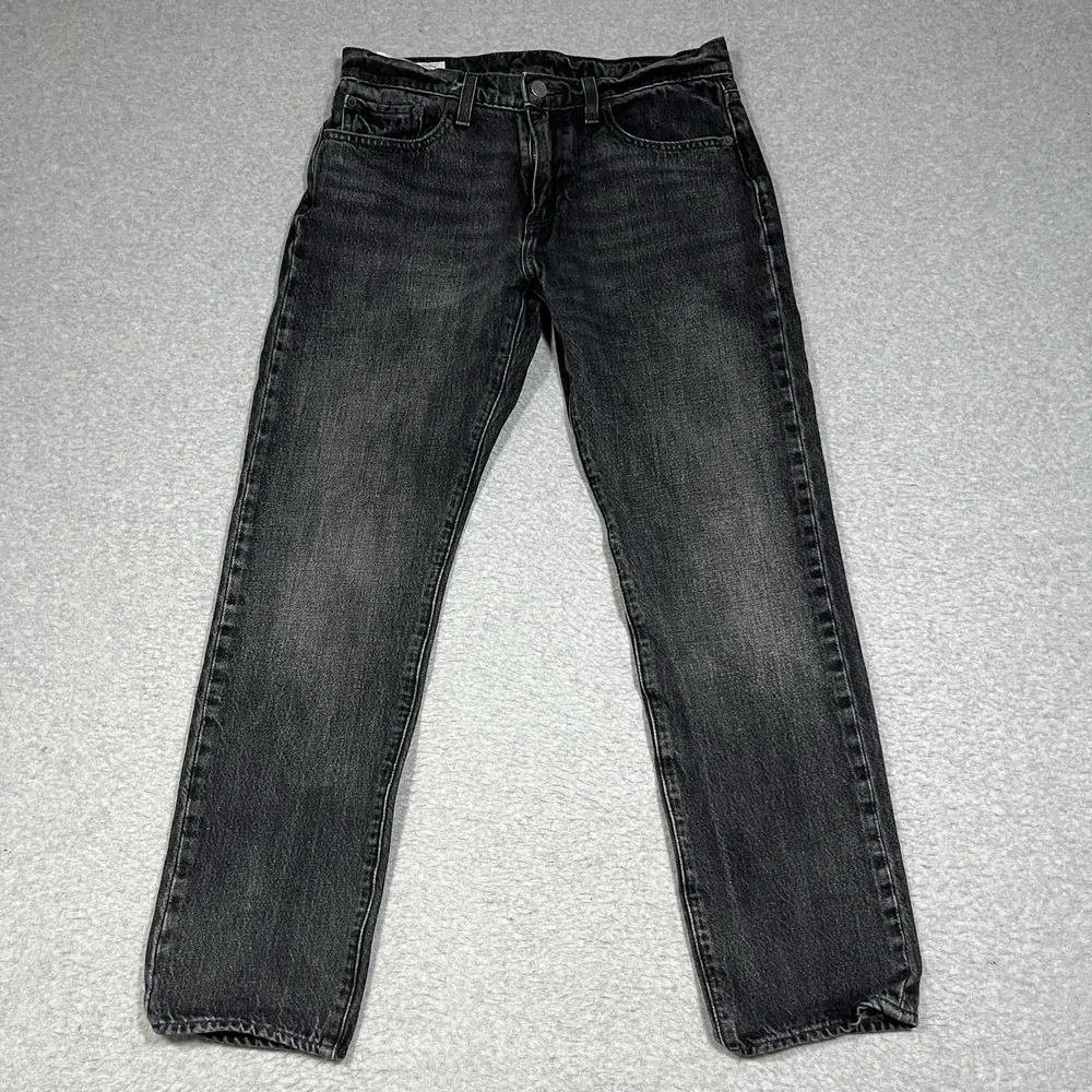 Levis Premium Jeans Mens 29x30 (Fit 30x28) Black 502 Taper Cotton Blend Stretch